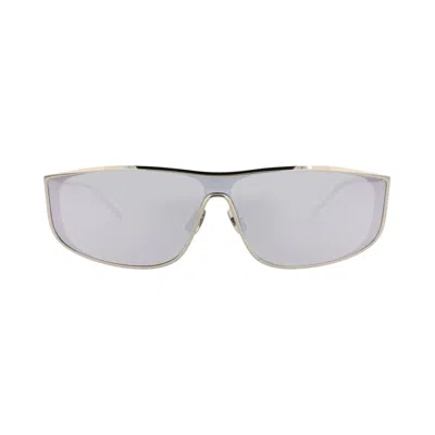 Pre-owned Saint Laurent Shield-frame Metal Sunglasses 'silver' | Men's Size Onesize