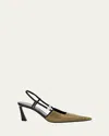 Saint Laurent Andree Embellished Satin Slingback Pumps In Kakine