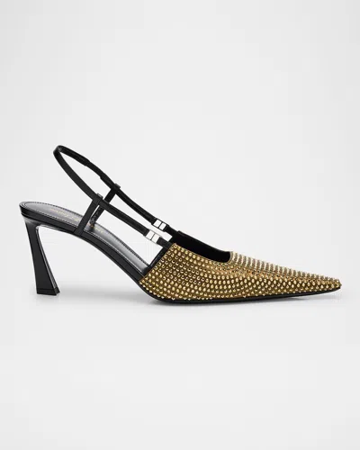 SAINT LAURENT SHIMMER STRASS SLINGBACK PUMPS
