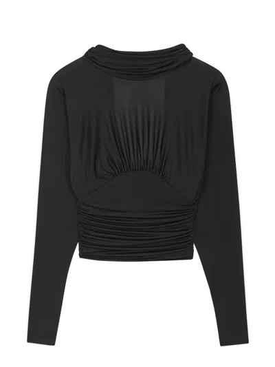 Saint Laurent Shiny Knit Top In 1000