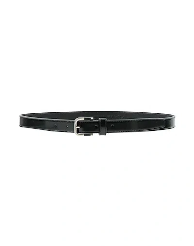 Saint Laurent Shiny Thin Leather Belt In Black