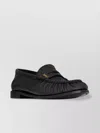 Saint Laurent Shiny Wrinkled Leather Moccasins With Metal Casings