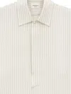 Saint Laurent Cassandre Shirt In Self-stripe Cotton Poplin In White