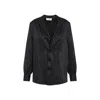 Saint Laurent Pinstriped Silk Shirt In Black