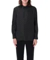 Saint Laurent Shirt In Dotted Shiny And Matte Silk In Black