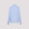Saint Laurent Cassandre Striped Long-sleeved Shirt In Bleu Blanc