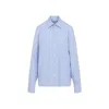 Saint Laurent Striped Long-sleeved Shirt In Blue