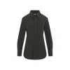 Saint Laurent Logo Embroidered Long-sleeved Shirt In Green
