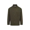 Saint Laurent Solferino Cotton Gabardine Overshirt With Cassandre Logo In Brown