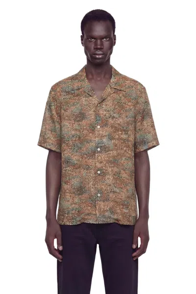 Saint Laurent Shirt In Confetti Viscose In Brown