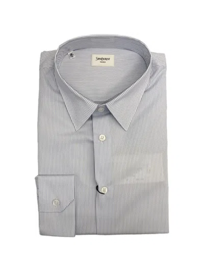 Saint Laurent Shirt Popeline Stirpe Cassandra In Purple