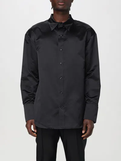 Saint Laurent Tailored Silk Shirt With Buttoned Cuffs In Black