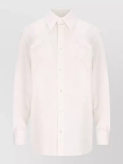 Saint Laurent Shirt Straight Cut Collar Long Sleeves Regular Fit In White