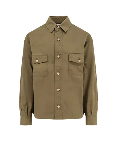 Saint Laurent Oversize Organic Cotton Shirt In Green