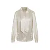 Saint Laurent Silk Scarf-collar Shirt In White