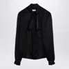 Saint Laurent Elegant Silk Shirt With Neck Bow In Black