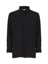 Saint Laurent Ysl Pinstriped Silk Shirt In Black
