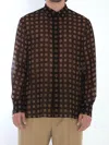 Saint Laurent Shirt With Geometric Pattern In Brown