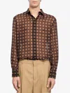 Saint Laurent Shirt With Geometric Pattern In Brown