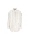 Saint Laurent Striped Cotton Shirt Curved Hem