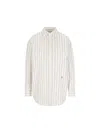 Saint Laurent Striped Cotton Shirt Curved Hem