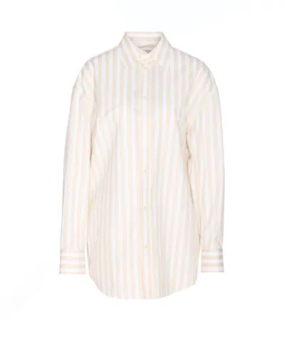 Saint Laurent Beige Striped Shirt In Neutral
