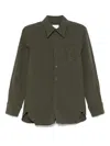 Saint Laurent Cassandre Green Linen And Cotton Shirt