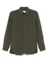 Saint Laurent Cassandre Green Linen And Cotton Shirt