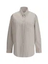 Saint Laurent Men Striped Shirt In Neutral