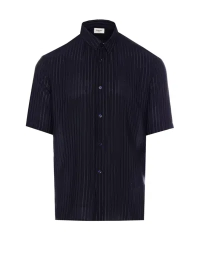 Saint Laurent Striped Shirt In Black