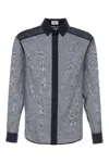 Saint Laurent Men Navy Blue Cotton Blend Shirt