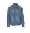 Saint Laurent Blue Long Sleeves Logo Denim Shirt In Blue