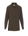 Saint Laurent Camicia Verde Bottiglia In Cotone E Lino  Donna In Brown
