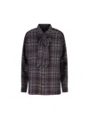 Saint Laurent Tie-fastening Checked Shirt In Blue