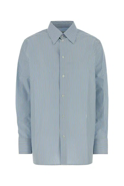 Saint Laurent Striped Cotton Shirt In Blue