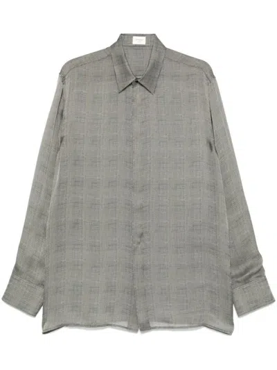 Saint Laurent Grey Point Collar Silk Shirt