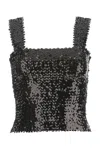 Saint Laurent Sequin Embellished Sleeveless Square Neck Top In Black
