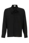 Saint Laurent Camicia In Seta Nera Uomo In Black