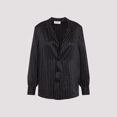Saint Laurent Pinstriped Silk Shirt In Black
