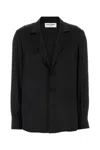 Saint Laurent Satin Pyjamas Shirt Cuffed Sleeves In Black