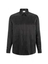 Saint Laurent Shirt In Dotted Shiny And Matte Silk In Black