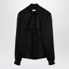 Saint Laurent Elegant Silk Shirt With Neck Bow In Black