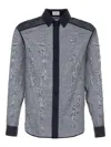Saint Laurent Men Navy Blue Cotton Blend Shirt