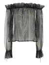 Saint Laurent Blusa In Crepe Stampata  Donna In Black