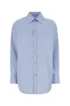 Saint Laurent Oxford Shirt Long Sleeves Button Cuffs Hem In Blue