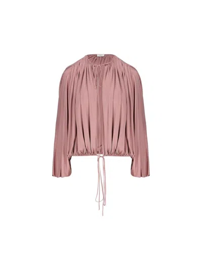 Saint Laurent Flared Oversize Knitwear Tie Detail In Pink