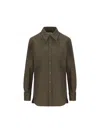 Saint Laurent Cassandre Cotton And Linen Shirt In Brown