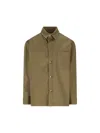 Saint Laurent Green Shirt With Classic Collar And Cassandre Embroidery On The Front In Cotton Man In Green