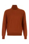 Saint Laurent Turtleneck Wool Sweater In Brown