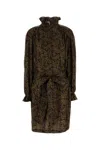 Saint Laurent Printed Twill Dress In Brown